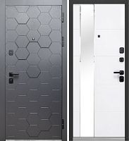 Люксор 2МДФ 3Д Сатин графит - Белый снег софт, накладное зеркало