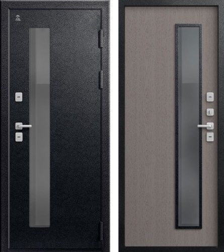 Центурион Т-20 Чёрный муар-Софт ясень грей (термодверь со стеклом)