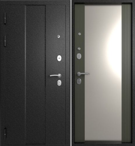 Входная дверь с большим зеркалом Эталон М-5 Черный букле-Софт графит (зеркало) Входная дверь с большим зеркалом Эталон М-5 Черный букле-Софт графит (зеркало)