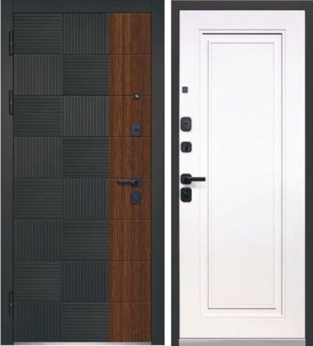 Luxor 2МДФ Квадрат Нео МДФ Антрацит софт/Грецкий орех - Эмалит белый